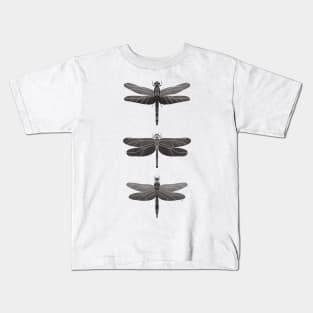 Dragonflies Pattern - Gray Palette Kids T-Shirt